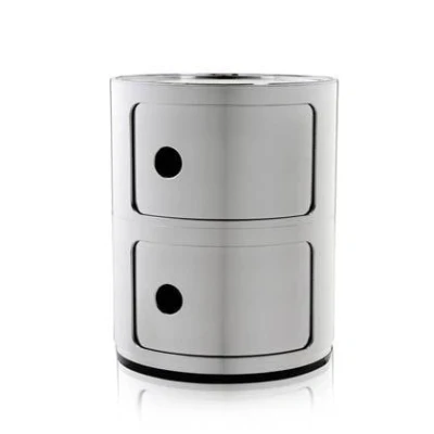 Afbeelding van Kartell Componibili container met 2 elementen, rond, ABS, chroom, 32 x 40 cm