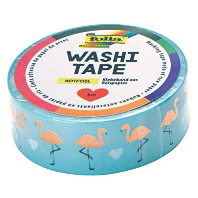 Afbeelding van folia Washi Tape 26102 rijstpapier plakband, hotfoil roségoud flamingo&#039;s ca. 5 m x 15 mm