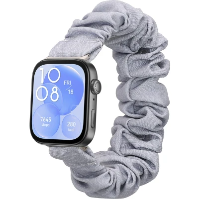 Afbeelding van kwmobile elastisch bandje voor smartwatch geschikt Huawei Watch Fit 3 Horlogebandje van katoen In blauwgrijs