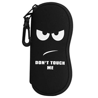Afbeelding van MoKo Sunglasses Soft Case, [Ultra Lightweight] Neoprene Zippered Eyeglass Storage Case with Belt Clip for Eyewear, Frames, Carrying Pouch Makeup Bag Keys, Pencil, Cards Don&#039;t Touch Me