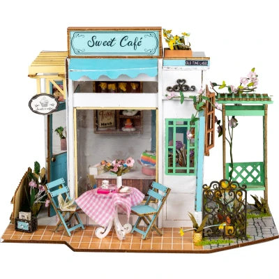 Afbeelding van Crafts&amp;Co Miniatuur Bouwpakket Volwassenen Hout DIY Poppenhuis Bouwpakketten Sweet Café