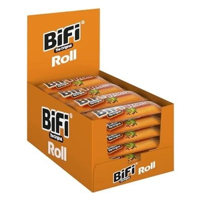 Image de BiFi Roll Lot de 24 (12 x 2 40 g) Snack Salami dans une pâte lâche original à emporter Pour les déplacements, le bureau ou sport Avec poivre, coriandre et ail