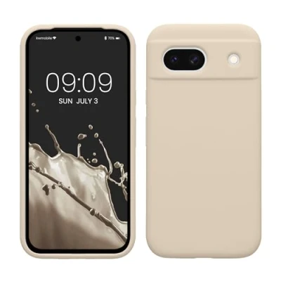 Afbeelding van kwmobile telefoonhoesje geschikt voor Google Pixel 8a Hoesje met siliconen coating Smartphone case in crème