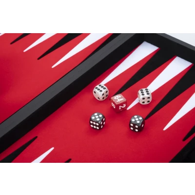 Afbeelding van Longfield Backgammon 15&quot;inch zwart rood en wit ingelegd vilt