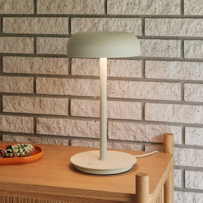 Afbeelding van Hübsch LED tafellamp Velo, zandbeige, ijzer, polycarbonaat