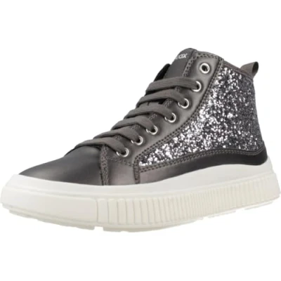 Afbeelding van Geox Laquinny GIRL Sneakers hoog voor kinderen, Maat: 35, Dark silver Imitatieleer/ textiel