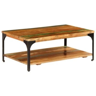Afbeelding van Salontafel met schap 100x60x35 cm massief gerecycled hout