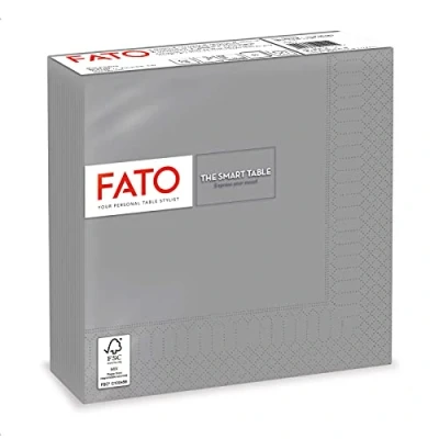 Afbeelding van FATO Papieren servetten, 2 Veli, grijs, 50 stuks, 33 x cm, linnen, eenheid