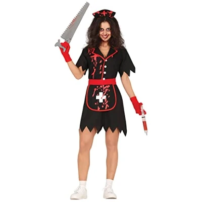 Afbeelding van Guirca Verpleegster &amp; Masseuse Kostuum Creepy Blackblood Vrouw Rood, Zwart Maat 38 40 Halloween Verkleedkleding