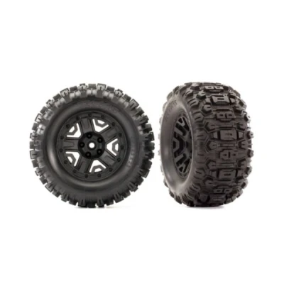 Afbeelding van Tires &amp; wheels, assembled, glued (black 2.8&quot; Sledgehammer tires, foam inserts) (2) (TSM rated)