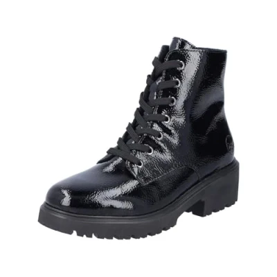 Afbeelding van Rieker 76002 veterlaarzen voor dames, zwart.