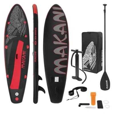 Afbeelding van Opblaasbare Stand Up Paddle Board 320x82x15 cm Zwart Rood PVC