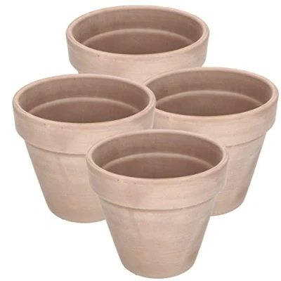 Afbeelding van KOTARBAU® Set van 4 terracotta bloempotten Ø 15 cm met rand voor binnen en tuin