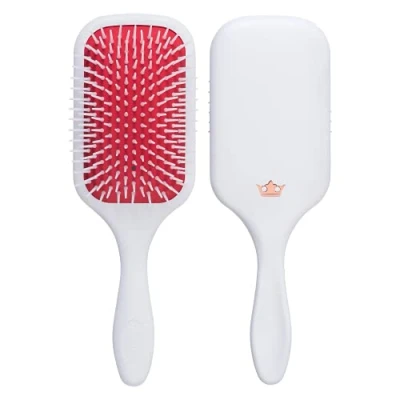 Afbeelding van Denman Detangler Haarborstel voor snelle en comfortabele deetangling, blow dry styling combinatie van D3 Pins &amp; Paddle Brush vrouwen mannen (wit, rode pad), D38