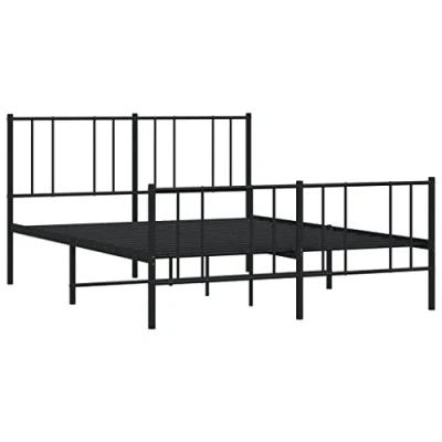 Afbeelding van Bedframe met hoofd en voeteneinde metaal zwart 120x190 cm