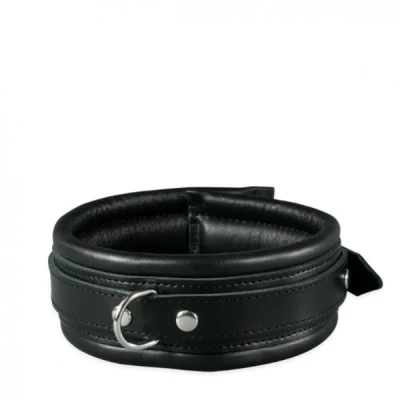 Afbeelding van Leren collar 5 cm gevoerd zwart