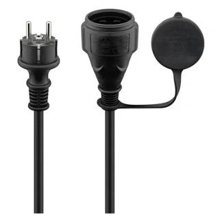 Afbeelding van Geaarde voeding verlengkabel outdoor 3x 1,5mm / zwart 10 meter