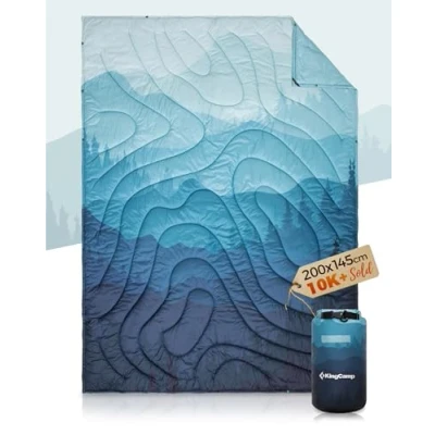 Afbeelding van Reisdeken, ultralicht, warme outdoor campingdeken, waterafstotend, compact, kleine verpakkingsgrootte voor kamperen, kantoor, thuis, buiten
