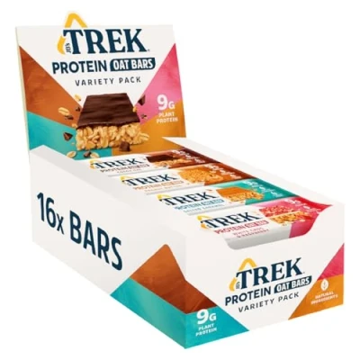 Afbeelding van Trek Protein Flapjack Gezonde snackrepen, gemengde dozen, 16 stuks, natuurlijk plantaardig eiwit, glutenvrij, 50g, 99TRKMIX1