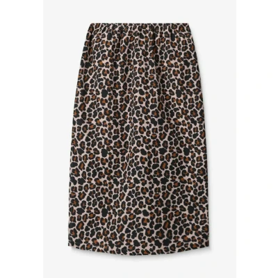 Afbeelding van Sissy Boy Dames Bruine wikkelrok met leopard print (Maat S, Katoen)