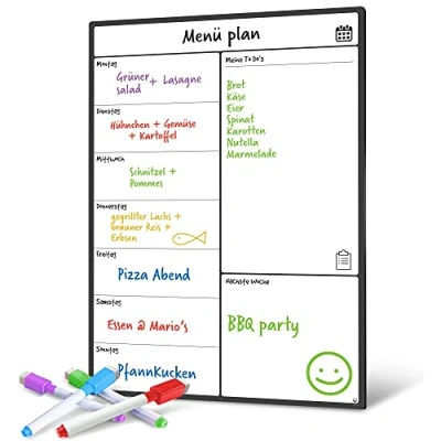 Afbeelding van SmartPanda Magnetisch whiteboard koelkastkalender nuttige menuplanner, memo of wekelijkse boodschappenlijst voor volwassenen en kinderen notitiebord in het Duits