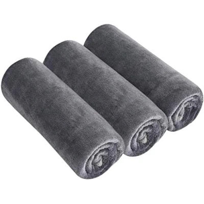 Afbeelding van BW&amp;HM Set van 3 sporthanddoeken, microvezel, sneldrogend, super absorberend, voor fitness, yoga, mannen en vrouwen, 40 cm x 80 cm, grijs