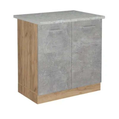 Afbeelding van Vicco Wastafelkast R Line, Beton/Krachtige eik goud, 80 cm WB Marmer