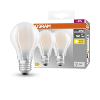Afbeelding van Osram LED Base Classic A lamp E27 warmwit 2700K 7W vervangt 60W gloeilamp mat