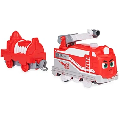 Afbeelding van Mighty Express Gemotoriseerde trein Red Redder met goederenwagen op batterijen werkende naar de populaire tv serie vanaf 3 jaar