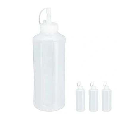 Afbeelding van Relaxdays 8x knijpfles transparant sausfles kunststof doseerflessen set 1000 ml