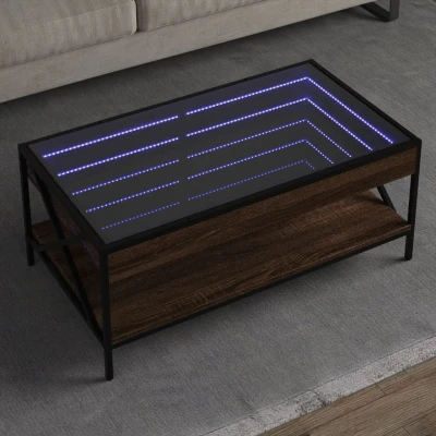 Afbeelding van Salontafel met Infinity LED 90x50x38 cm bruin eikenkleurig