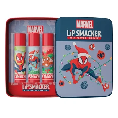 Afbeelding van Lip Smacker Balm Tin Trio, 3 Piece Kids Gift Set, Holiday Themed Spiderman Edition, Moisturizing and Easy to Apply, Infused with Castor Seed Oil,