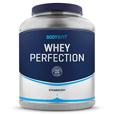 Afbeelding van Body &amp; Fit Whey Perfection Proteine Poeder / Protein Eiwitpoeder 2268 gram (81 shakes) Aardbei