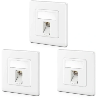 Afbeelding van deleyCON 3 x keystone set + CAT8 netwerkbehuizing 2000 MHz 40 Gbit/s inbouw, en module met RJ45 stekker, afscherming STP, metalen behuizing, databehuizing