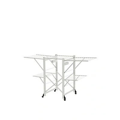 Afbeelding van Arredamenti Italia AR_IT 600 GABBIANO droogrek, uittrekbaar, opvouwbaar, massief beuken, kleur wit, gelakt, 175 x 105 67 cm, met droogoppervlak van 30 m