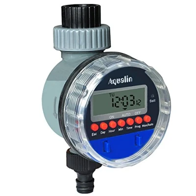 Afbeelding van Aqualin Irrigatietimer met kogelkraan, automatische timer, irrigatiesysteem voor tuin, binnenplaats (met display)