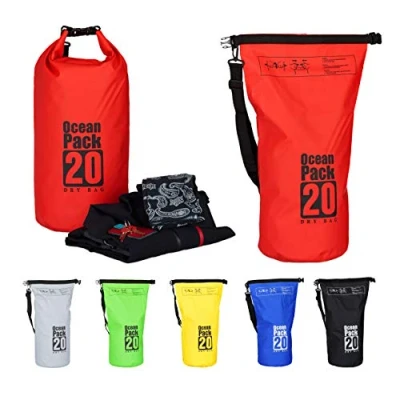 Afbeelding van Relaxdays Ocean Pack 20 liter waterdichte tas strandtas zeilen outdoor plunjezak rood