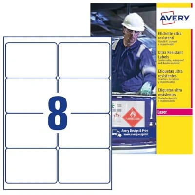 Afbeelding van Avery L7914 10 Weerbestendige Etiketten Ft 99,1 X 67,7 Mm (b H), 80 Etiketten, Wit Etiket