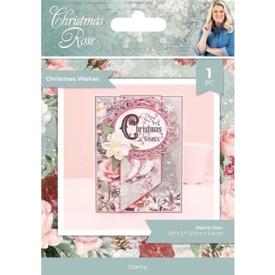 Afbeelding van Sara Signature Christmas Rose Clearstamp Wishes