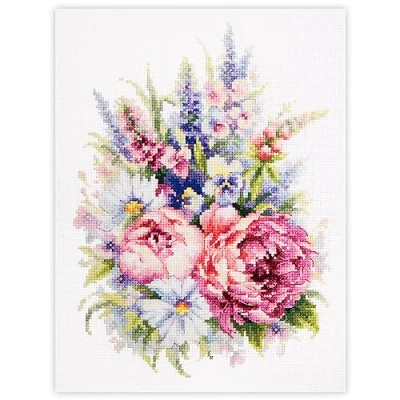 Afbeelding van Borduurpakket BOUQUET WITH PEONIES MAGIC NEEDLE telpatroon