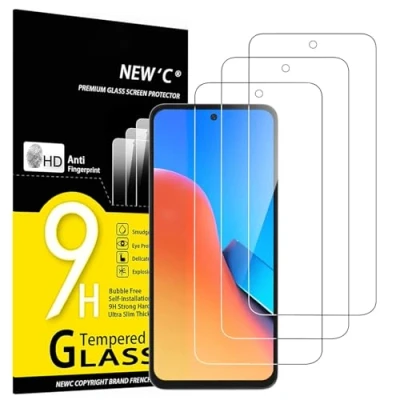 Afbeelding van NEW&#039;C displaybeschermfolie voor Xiaomi Redmi 12 (niet compatibel met Note 12) krasbestendig, hardheid 9H, HD, 0,33 mm, ultra transparant, 3 stuks