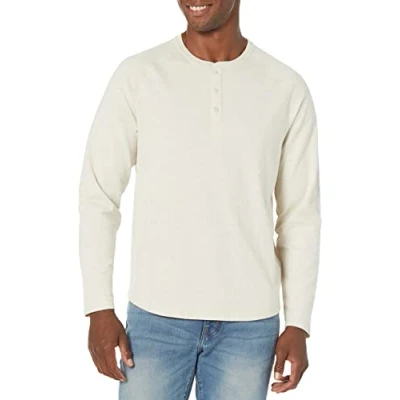 Image de Amazon Essentials Chemise Henley à manches longues pour homme (disponible en grande taille large), avoine chiné, 5XL large