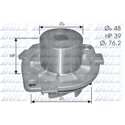 Afbeelding van DOLZ S214 Waterpomp Met riemschijf 48 ALFA ROMEO: 159 Sportwagon, 147, 145, FIAT: Grande Punto Hatchback, LANCIA: Thesis