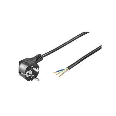 Image de goobay Câble d&#039;alimentation CEE 7/7 (M) incliné pour fil dénudé CA 250 V 10 A 2 m noir