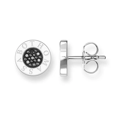 Afbeelding van Thomas SABO Classic PAVÉ Schwarz Oorbellen, Dames, Maat: One Size, Silver coloured, black