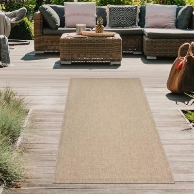 Afbeelding van Teppich Traum Outdoortapijt, weerbestendig, sisal look, tuin, terras, balkon, beige/natuur, 80 x 150 cm