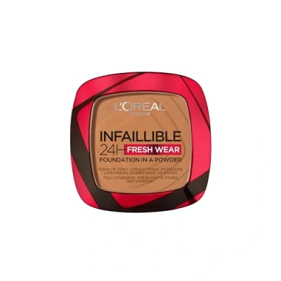 Image de L&#039;Oréal Paris Fond de teint Infaillible Fresh Wear 24H en poudre, couverture complète, longue tenue, finition lisse, imperméable et anti transfert, noisette 330
