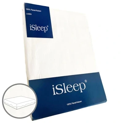 Afbeelding van iSleep Flanel Laken 100% Katoen Litsjumeaux 240x270 cm Wit