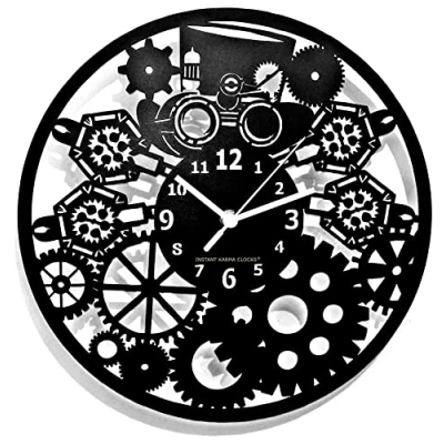 Afbeelding van Instant Karma Klokken Steampunk ➤ Wandklok voor woonkamer, keuken, slaapkamer, kantoor Klokkenwielen Mechanisch skelethorloge Geruisloos Stil Geen tikkende geluiden Industriële inrichting de woonkamer