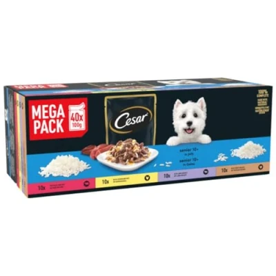 Afbeelding van 80 x 100 g Cesar portiezakjes in gelei Senior 10+ natvoer voor honden